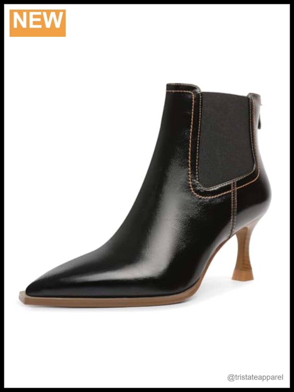 Womens Pointed Toe Ankle Boots Chelsea Kitten Heel 2.75" Faux Leather Zip